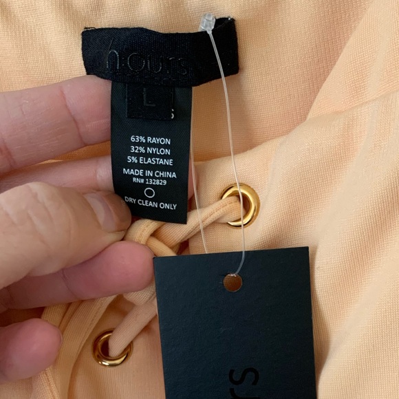 h:ours Val Dress in Peach Lace-up Front Large - Picture 8 of 8